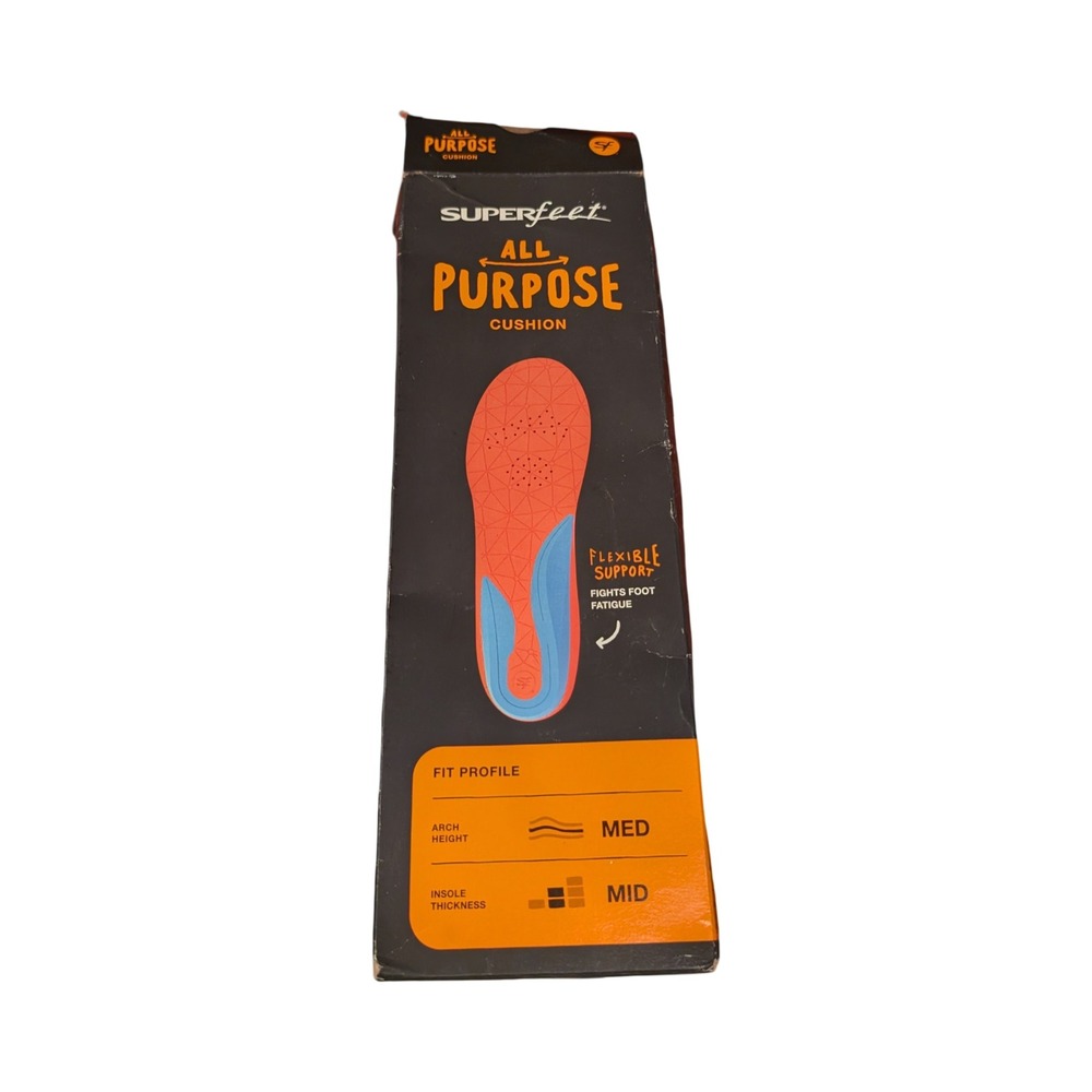 Superfeet All Purpose Cushion Insoles Medium Arch Mid Thickness Trim to Fit SF